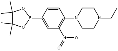 1-ethyl-4-(2-nitro-4-(4,4,5,5-tetramethyl-1,3,2-dioxaborolan-2-yl)phenyl)piperazine Structure