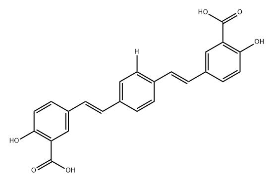 Benzoic acid, 3,3'-[1,4-phenylene-2-t-di-(1E)-2,1-ethenediyl]bis[6-hydroxy- 구조식 이미지