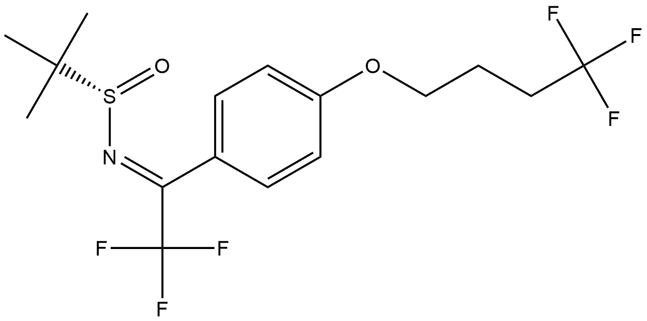 (S,E)-2-methyl-N-(2,2,2-trifluoro-1-(4-(4,4,4-trifluorobutoxy)phenyl)ethylidene)propane-2-sulfinamide 구조식 이미지