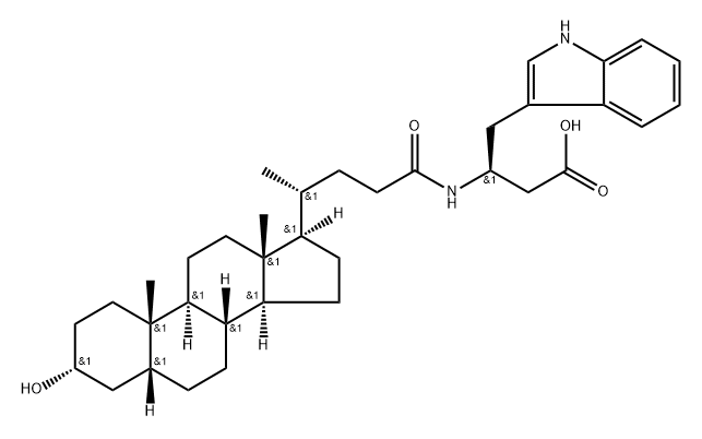 1H-Indole-3-butanoic acid, β-[[(3α,5β)-3-hydroxy-24-oxocholan-24-yl]amino]-, (βS)- Structure