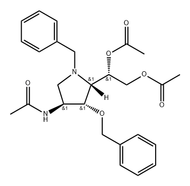 Acetamide, N-5-1,2-bis(acetyloxy)ethyl-4-(phenylmethoxy)-1-(phenylmethyl)-3-pyrrolidinyl-, 3S-3.alpha.,4.beta.,5.beta.(R*)- Structure
