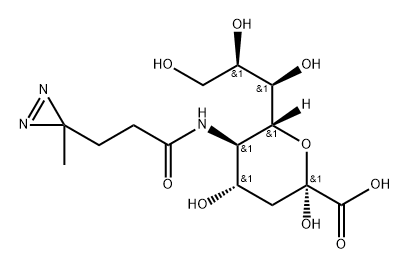 (2R,4S,5R,6R)-2,4-Dihydroxy-5-(3-(3-methyl-3H-diazirin-3-yl)propanamido)-6-((1R,2R)-1,2,3-trihydroxypropyl)tetrahydro-2H-pyran-2-carboxylic acid Structure