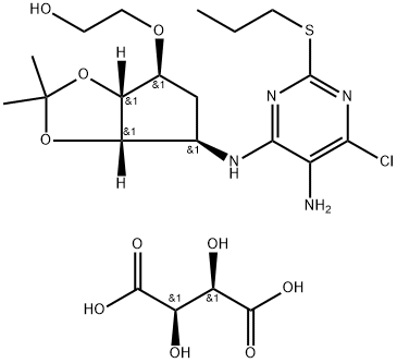 2-(((3aR,4S,6R,6aS)-6-((5-amino-6-chloro-2-(propylthio)pyrimidin-4-yl)amino)-2,2-dimethyltetrahydro-4H-cyclopenta[d][1,3]dioxol-4-yl)oxy)ethan-1-ol Structure