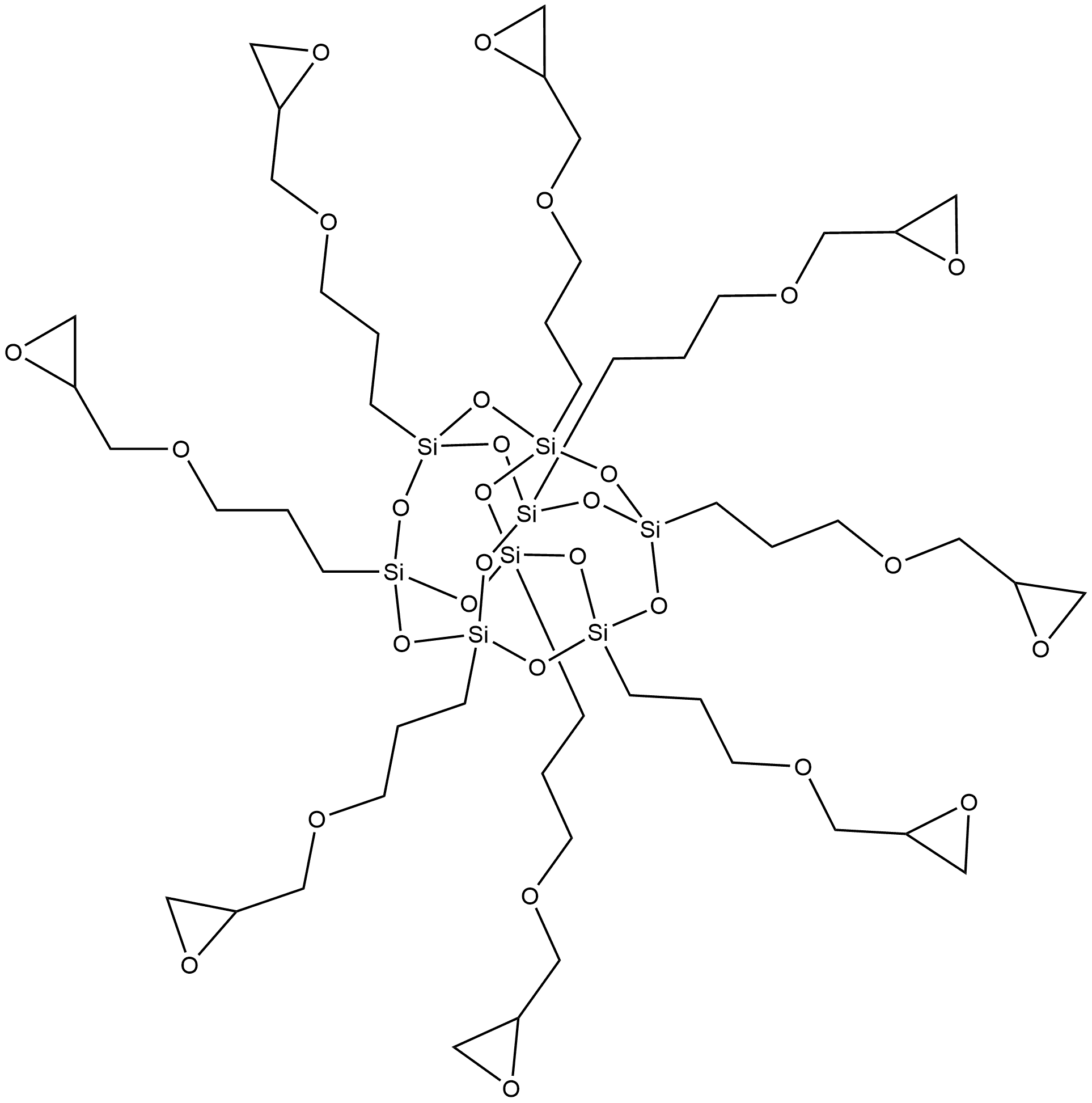 Pentacyclo[9.5.1.13,9.15,15.17,13]octasiloxane, 1,3,5,7,9,11,13,15-octakis[3-(2-oxiranylmethoxy)propyl]- Structure