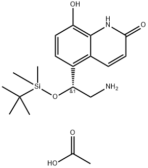 2(1H)-Quinolinone, 5-[(1R)-2-amino-1-[[(1,1-dimethylethyl)dimethylsilyl]oxy]ethyl]-8-hydroxy-, acetate (1:2) Structure