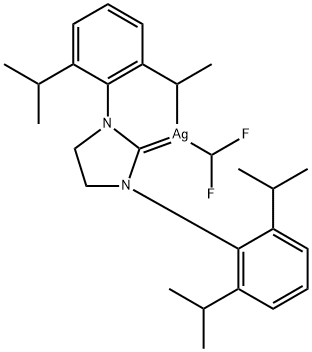 [1,3-Bis[2,6-bis(i-propyl)phenyl]-2-imidazolidinylidene]difluoromethylsilver(I) 구조식 이미지