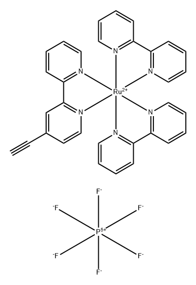 Ruthenium(2+), bis(2,2'-bipyridine-κN1,κN1')(4-ethynyl-2,2'-bipyridine-κN1,κN1')-, (OC-6-33)-, hexafluorophosphate(1-) (1:2) Structure