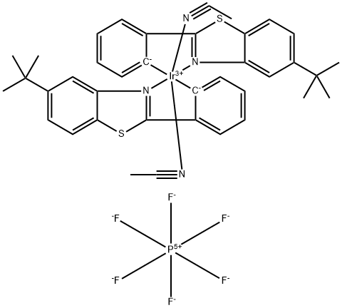 Iridium(1+), bis(acetonitrile)bis[2-[5-(1,1-dimethylethyl)-2-benzothiazolyl-κN3]phenyl-κC]-, (OC-6-13-Λ)-, hexafluorophosphate(1-) (1:1) Structure