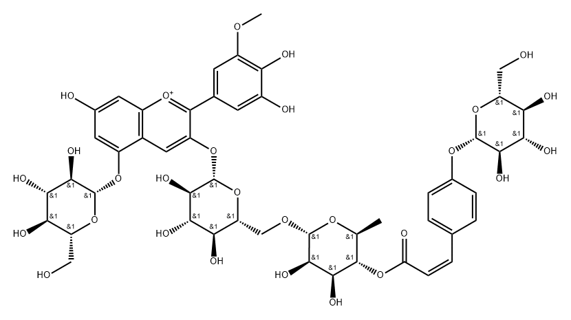 Petunidin 3-Rutinoside(Cis-p-coumarin)glucoside-5- glucoside Structure