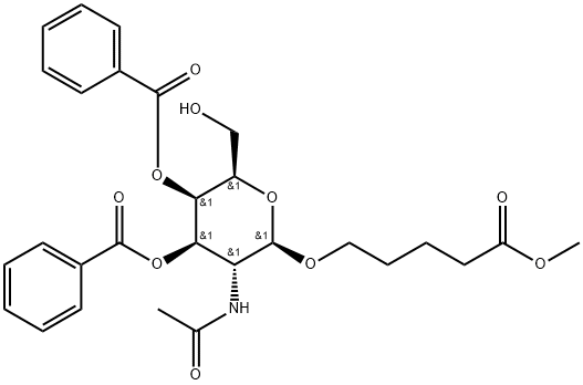 Pentanoic acid, 5-[[2-(acetylamino)-3,4-di-O-benzoyl-2-deoxy-β-D-galactopyranosyl]oxy]-, methyl ester Structure