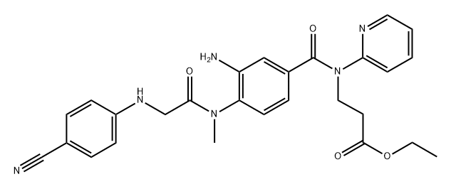 Propanoic acid, 3-[[3-amino-4-[[2-[(4-cyanophenyl)amino]acetyl]methylamino]benzoyl]-2-pyridinylamino]-, ethyl ester Structure