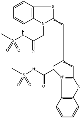 Benzothiazolium, 2-[2-methyl-3-[3-[2-[(methylsulfonyl)amino]-2-oxoethyl]-2(3H)-benzothiazolylidene]-1-propen-1-yl]-3-[2-[(methylsulfonyl)amino]-2-oxoethyl]-, inner salt 구조식 이미지