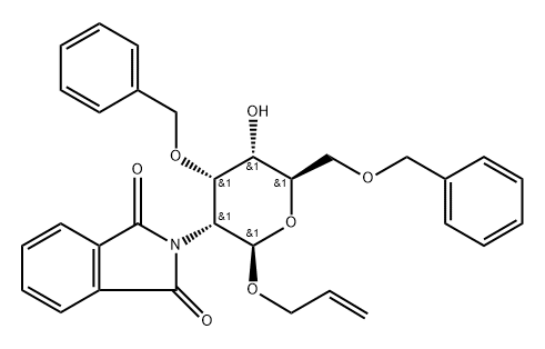.beta.-D-Allopyranoside, 2-propenyl 2-deoxy-2-(1,3-dihydro-1,3-dioxo-2H-isoindol-2-yl)-3,6-bis-O-(phenylmethyl)- 구조식 이미지