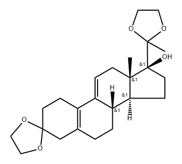 3,20-bis-ethylenedioxy-17β-hydroxy-19-norpregna-5(10),9(11)-diene 구조식 이미지