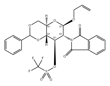 .beta.-D-Glucopyranoside, 2-propenyl 2-deoxy-2-(1,3-dihydro-1,3-dioxo-2H-isoindol-2-yl)-4,6-O-(phenylmethylene)-, 3-(trifluoromethanesulfonate) 구조식 이미지