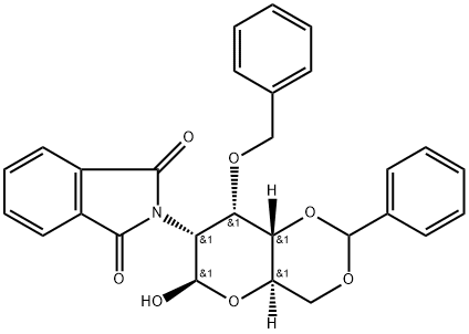 .beta.-D-Allopyranose, 2-deoxy-2-(1,3-dihydro-1,3-dioxo-2H-isoindol-2-yl)-3-O-(phenylmethyl)-4,6-O-(phenylmethylene)- 구조식 이미지