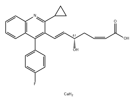 Monocalciumbis[(S,2Z,6E)-7-(2-cyclopropyl-4-(4-fluorophenyl)quinolin-3-yl)-5-hydroxyhepta-2,6-dienoate] Structure