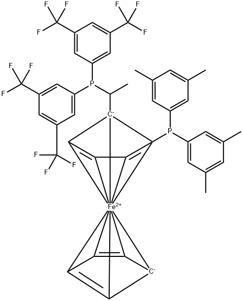 (S)-1-[(R)-2-Di-(3,5-bis(trifluoromethyl)phenyl)phosphino)-ferrocenyl]-ethyl-di-(3,5-xylyl)-phosphine 구조식 이미지