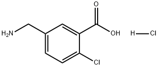 Benzoic acid, 5-(aminomethyl)-2-chloro-, hydrochloride (1:1) 구조식 이미지