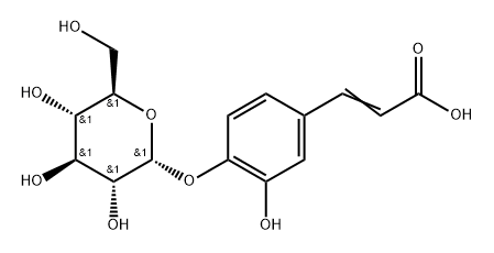 2-Propenoic acid, 3-[4-(α-D-glucopyranosyloxy)-3-hydroxyphenyl]- 구조식 이미지