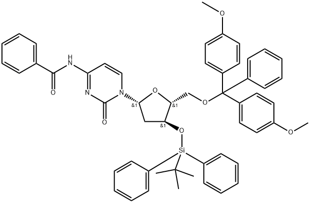 Cytidine, N-benzoyl-5'-O-[bis(4-methoxyphenyl)phenylmethyl]-2'-deoxy-3'-O-[(1,1-dimethylethyl)diphenylsilyl]- (9CI) Structure