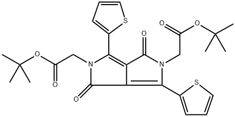 Di-tert-butyl 2,2'-(1,4-dioxo-3,6-di(thiophen-2-yl)pyrrolo[3,4-c]pyrrole-2,5(1H,4H)-diyl)diacetate 구조식 이미지