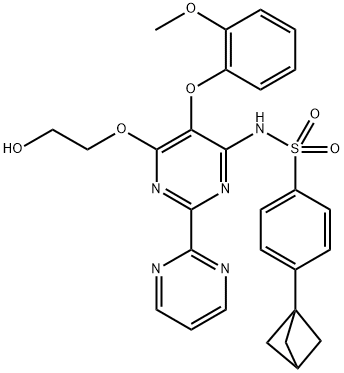 4-Bicyclo[1.1.1]pent-1-yl-N-[6-(2-hydroxy-ethoxy)-5-(2-methoxy-phenoxy)-[2,2']bipyrimidinyl-4-yl]-benzenesulfonamide Structure