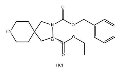 2,8-Diazaspiro[4.5]decane-2,3-dicarboxylic acid, 3-ethyl 2-(phenylmethyl) ester, hydrochloride (1:1), (3S)- Structure