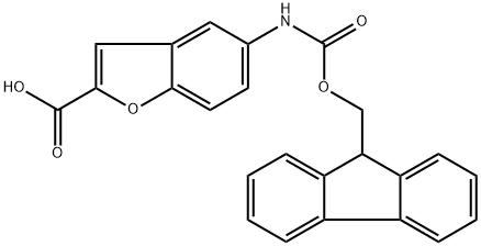 5-((((9H-Fluoren-9-yl)methoxy)carbonyl)amino)benzofuran-2-carboxylic acid 구조식 이미지