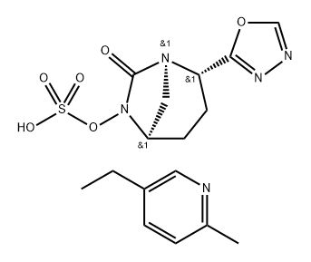 Sulfuric acid, mono[(1R,2S,5R)-2-(1,3,4- oxadiazol-2-yl)-7-oxo-1,6-diazabicyclo[3.2.1] oct-6-yl] ester, compd. with 5-ethyl-2-methylp yridine (1:1) 구조식 이미지