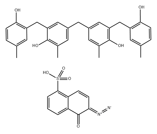6-디아조-5,6-디히드로-5-옥소-1-나프탈렌술폰산에스테르와3,3'-비스(2-히드록시-5-메틸벤질)-4,4'-디히드록시-5,5'-디메틸디페닐메탄 구조식 이미지