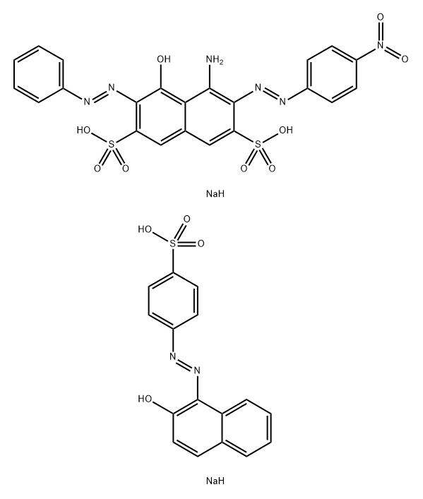 4-Amino-5-hydroxy-3-[(4-nitrophenyl)azo]-6-(phenylazo)-2,7-naphthalenedisulfonic acid disodium salt mixt. with 4-[(2-hydroxy-1-naphthalenyl)azo]benzenesulfonic acid monosodium salt 구조식 이미지
