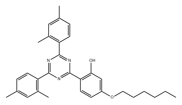 2,4-Bis-(2,4-dimethyl phenyl)-6-(2-hydroxy-4 -hexyloxyphenyl)-1,3,5-triazine (Appolo-1163) [Under Development] Structure