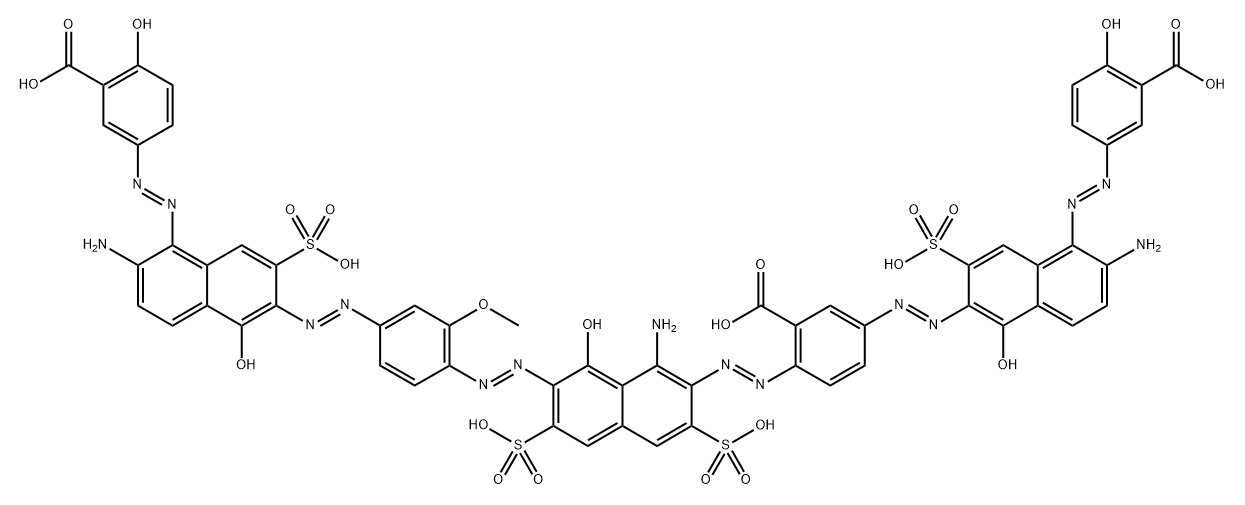 Benzoic acid, 2-[[1-amino-7-[[4-[[6-amino-5-[(3-carboxy-4-hydroxyphenyl)azo]-1-hydroxy-3-sulfo-2-naphthalenyl]azo]-2-methoxyphenyl]azo]-8-hydroxy-3,6-disulfo-2-naphthalenyl]azo]-5-[[6-amino-5-[(3-carboxy-4-hydroxyphenyl)azo]-1-hydroxy-3-sul 구조식 이미지