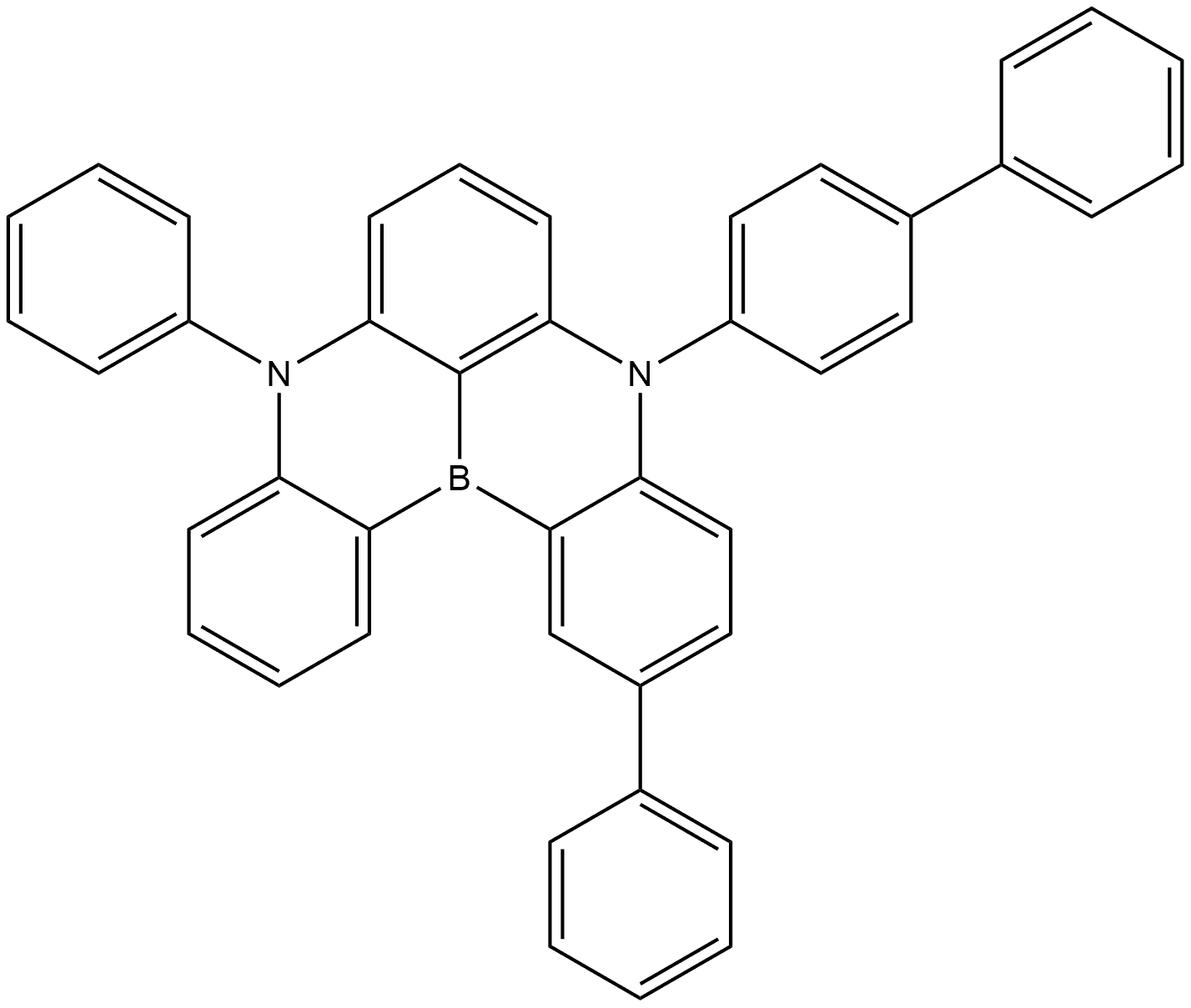 9-([1,1'-biphenyl]-4-yl)-5,12-diphenyl-5,9-dihydro-5,9-diaza-13b-boranaphtho[3,2,1-de]anthracen Structure