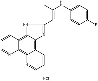 1H-Imidazo[4,5-f][1,10]phenanthroline, 2-(5-fluoro-2-methyl-1H-indol-3-yl)-, hydrochloride (1:1) Structure