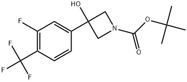 1-Azetidinecarboxylic acid, 3-[3-fluoro-4-(trifluoromethyl)phenyl]-3-hydroxy-, 1,1-dimethylethyl ester Structure