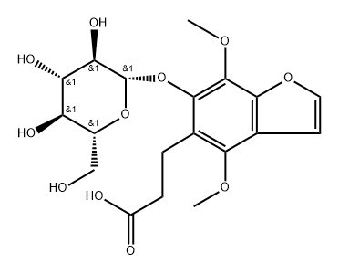 5-Benzofuranpropanoic acid, 6-(β-D-glucopyranosyloxy)-4,7-dimethoxy- 구조식 이미지