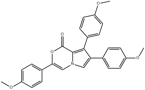 3,7,8-Tris(4-methoxyphenyl)-1H-pyrrolo[2,1-c][1,4]oxazin-1-one 구조식 이미지