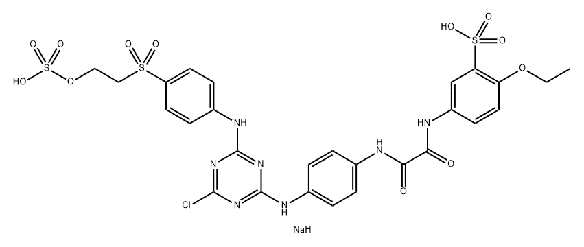 Benzenesulfonic acid, 5-4-4-chloro-6-4-2-(sulfooxy)ethylsulfonylphenylamino-1,3,5-triazin-2-ylaminophenylaminooxoacetylamino-2-ethoxy-, sodium salt 구조식 이미지