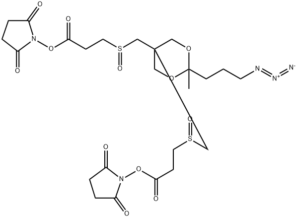 Propanoic acid, 3,3'-[[2-(3-azidopropyl)-2-methyl-1,3-dioxan-5-ylidene]bis(methylenesulfinyl)]bis-, 1,1'-bis(2,5-dioxo-1-pyrrolidinyl) ester 구조식 이미지