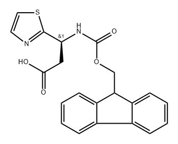 2-Thiazolepropanoic acid, β-[[(9H-fluoren-9-ylmethoxy)carbonyl]amino]-, (βS)- Structure