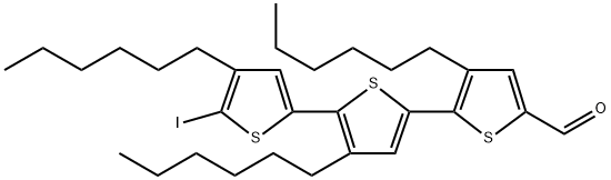 3,4',4''-trihexyl-5''-iodo-2,2':5',2''-terthiophene-5-carbaldehyde Structure