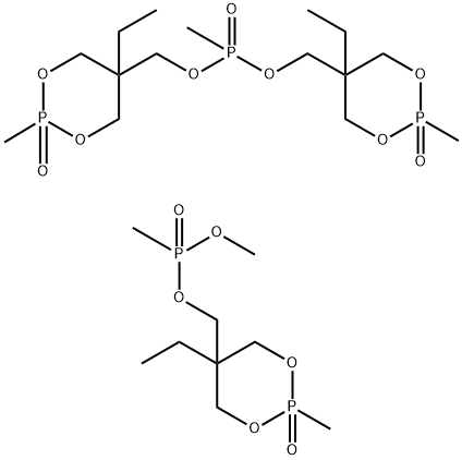 Phosphonic acid, methyl-, bis(5-ethyl-2-methyl-2,2-dioxido-1,3,2-dioxaphosphorinan-5-yl)methyl ester, mixt. with (5-ethyl-2-methyl-2-oxido-1,3,2-dioxaphosphorinan-5-yl)methyl methyl methylphosphonate Structure