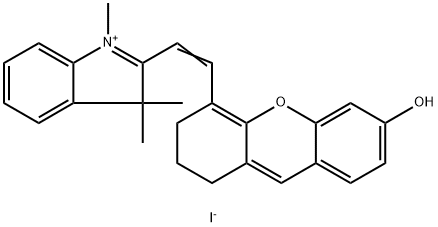 3H-Indolium, 2-[2-(2,3-dihydro-6-hydroxy-1H-xanthen-4-yl)ethenyl]-1,3,3-trimethyl-, iodide (1:1) 구조식 이미지