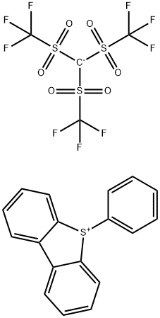 Dibenzothiophenium, 5-phenyl-, salt with tris[(trifluoromethyl)sulfonyl]methane Structure