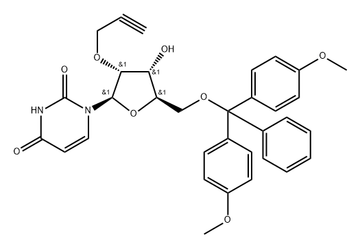 Uridine, 5'-O-[bis(4-methoxyphenyl)phenylmethyl]-2'-O-2-propyn-1-yl- 구조식 이미지