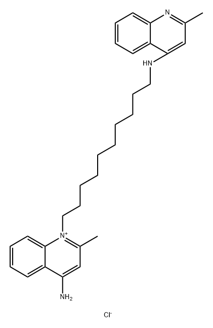 Quinolinium, 4-amino-2-methyl-1-[10-[(2-methyl-4-quinolinyl)amino]decyl]-, chloride (1:1) Structure