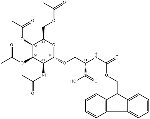 L-Serine, N-[(9H-fluoren-9-ylmethoxy)carbonyl]-O-[3,4,6-tri-O-acetyl-2-(acetylamino)-2-deoxy-α-D-mannopyranosyl]- Structure