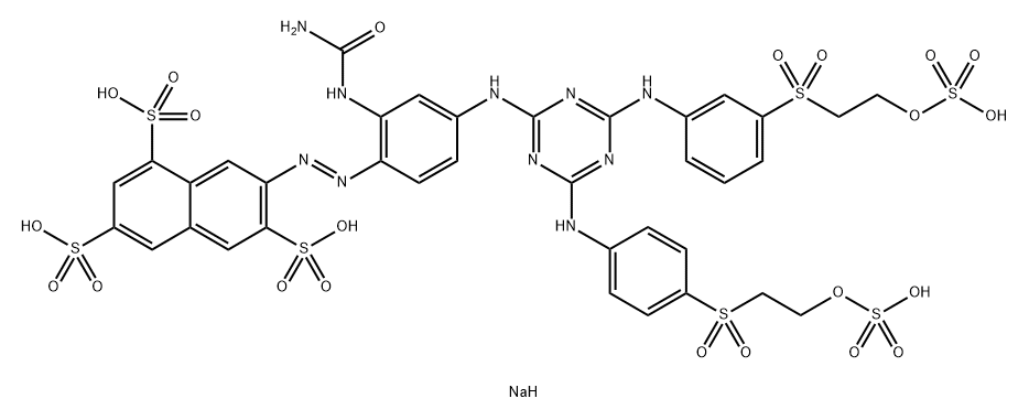 pentasodium 7-(4-(4-(3-(2-sulfatoethanesulfonyl)phenylamino)-6-(4-(2-sulfatoethanesulfonyl)phenylamino)-1,3,5-triazin-2-ylamino)-2-ureidophenylazo)naphthalene-1,3,6-trisulfonate Structure